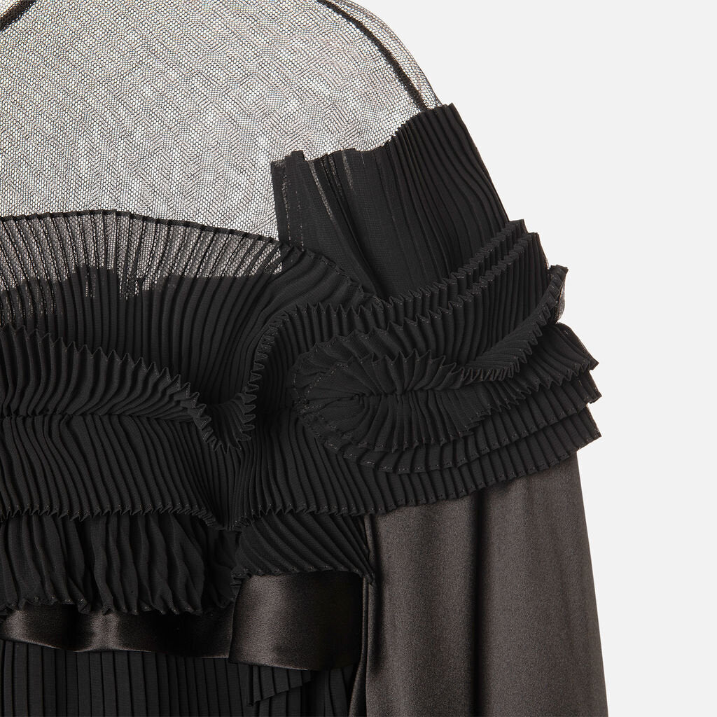 Givenchy Black Silk Ruffle Top