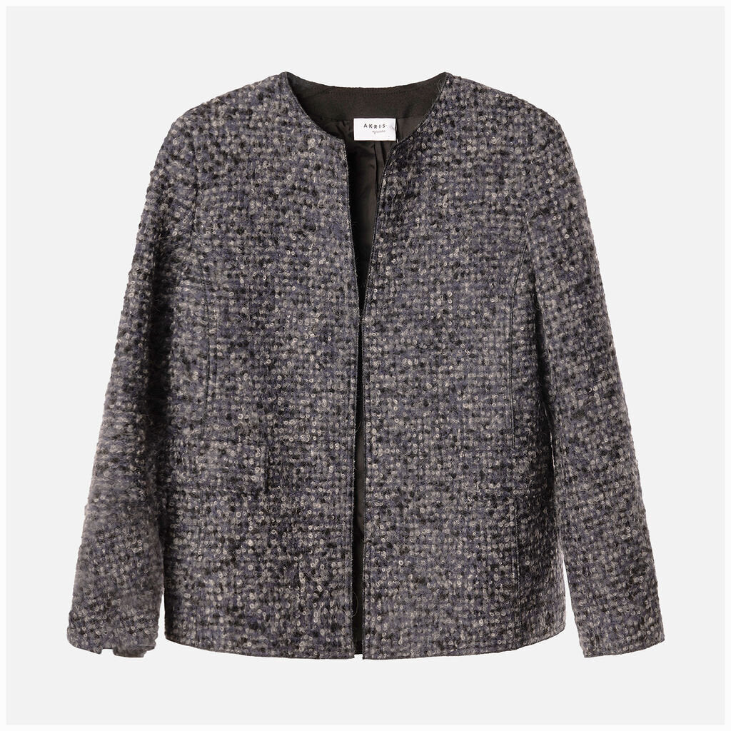 Akris Punto Blue Tweed Alpaca Blend Jacket