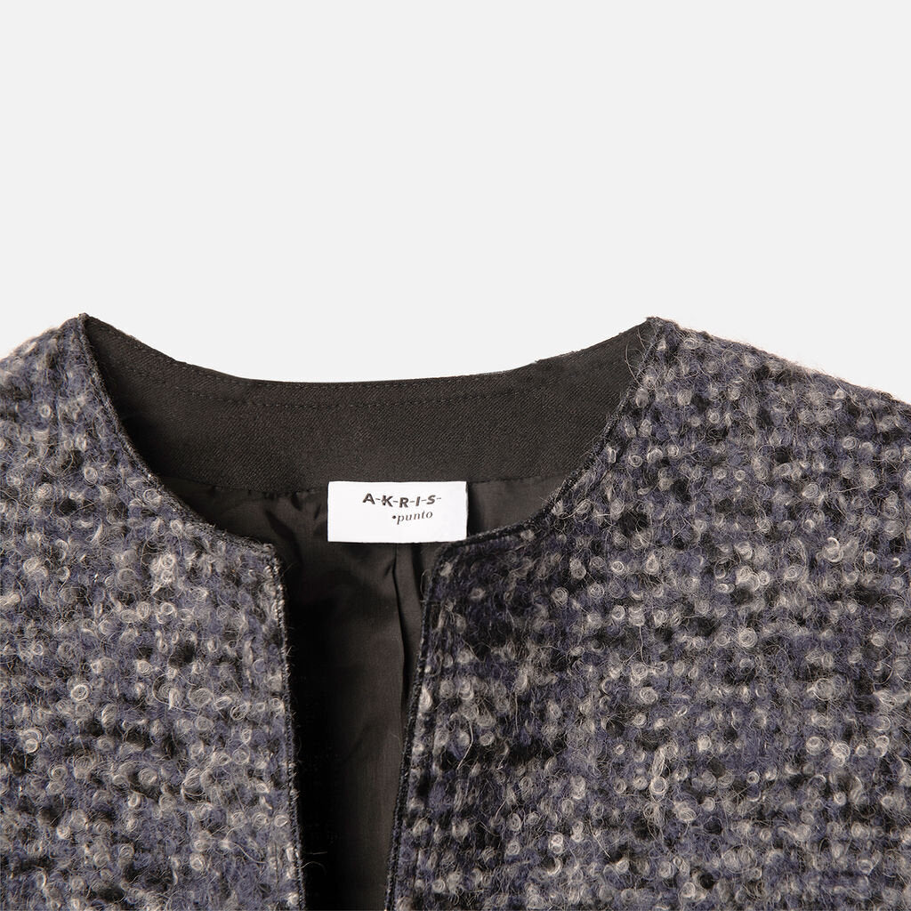 Akris Punto Blue Tweed Alpaca Blend Jacket