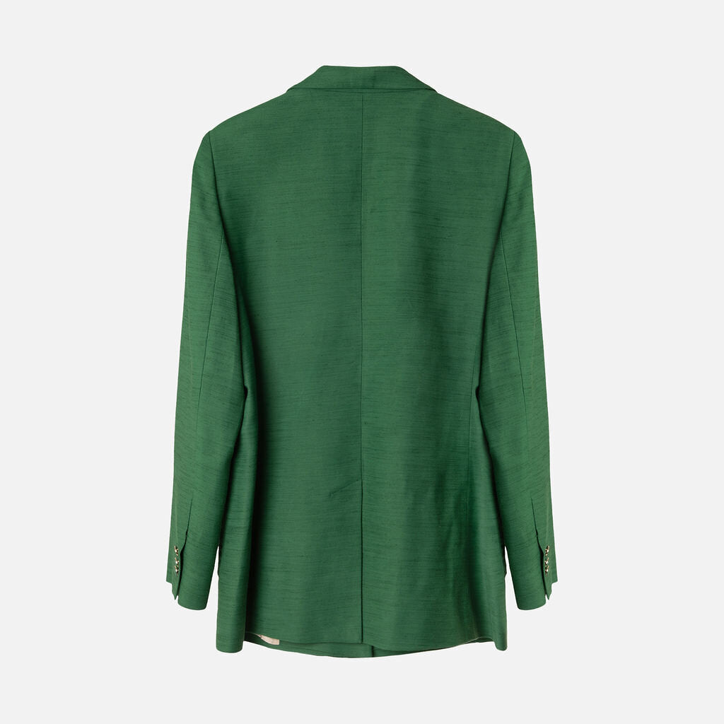 Sezane Green Viscose & Linen Blazer (missing button cap)