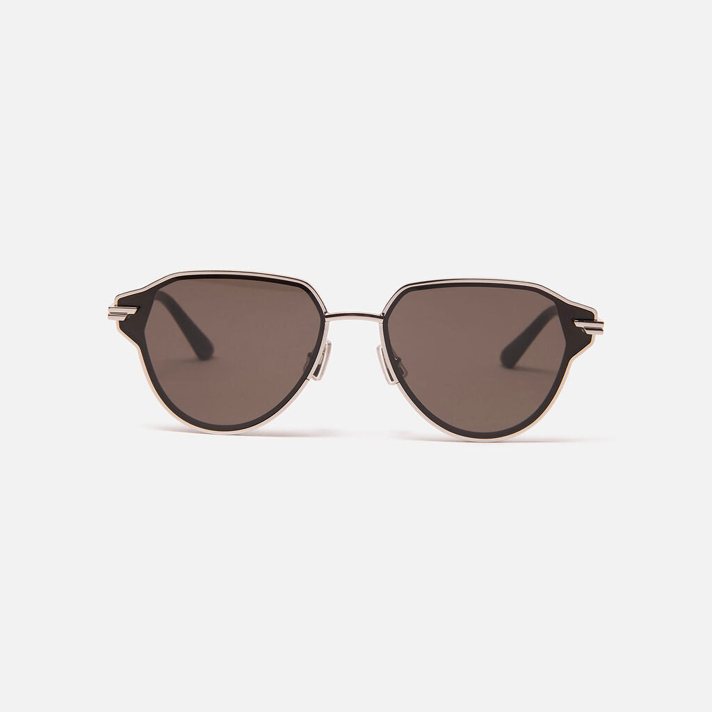 Bottega Veneta Gray & Black Aviator Sunglasses
