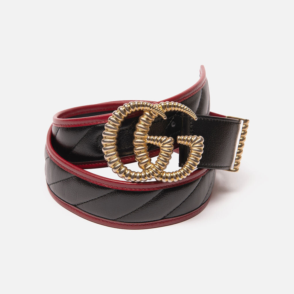 Gucci Black & Red Leather GG Belt