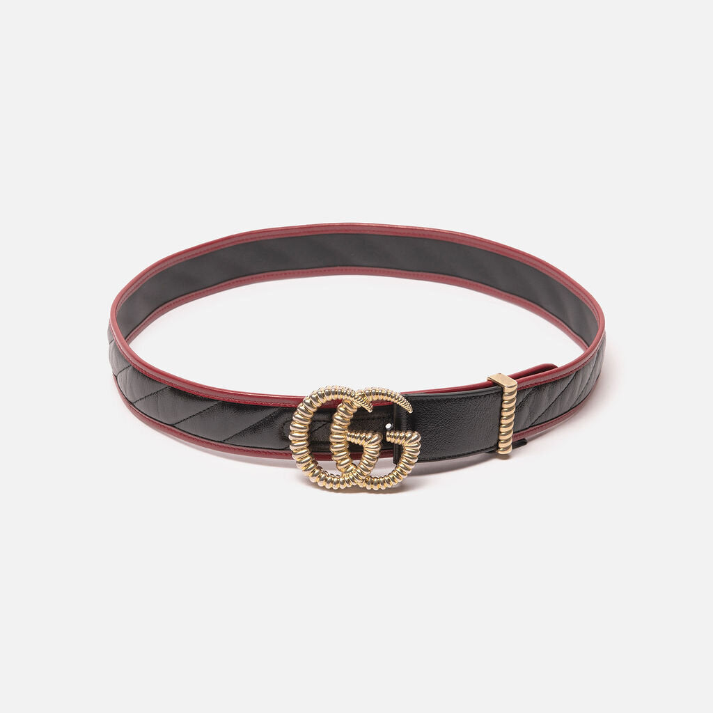 Gucci Black & Red Leather GG Belt