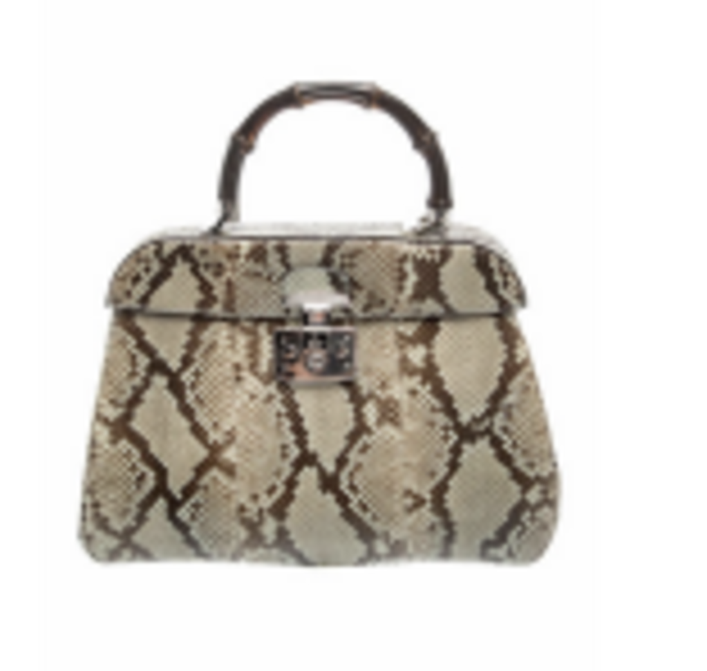 Snakeskin Bamboo Top Handle Bag