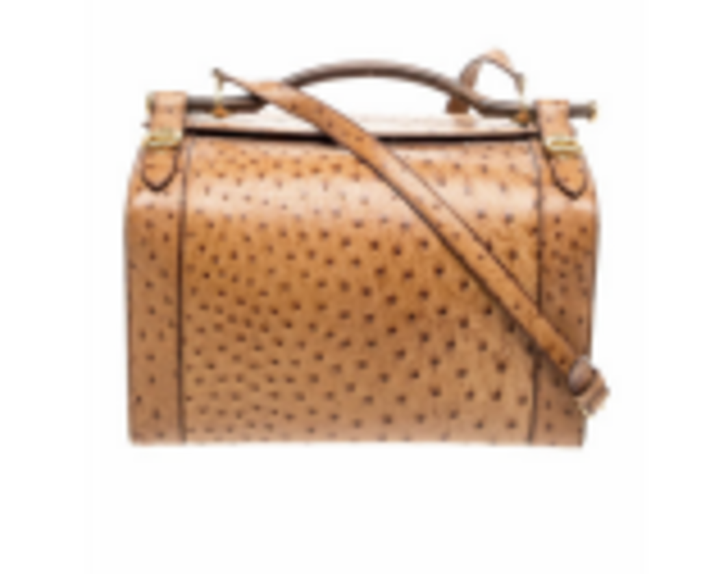 Tan Ostrich Cosmo Vanity Bag