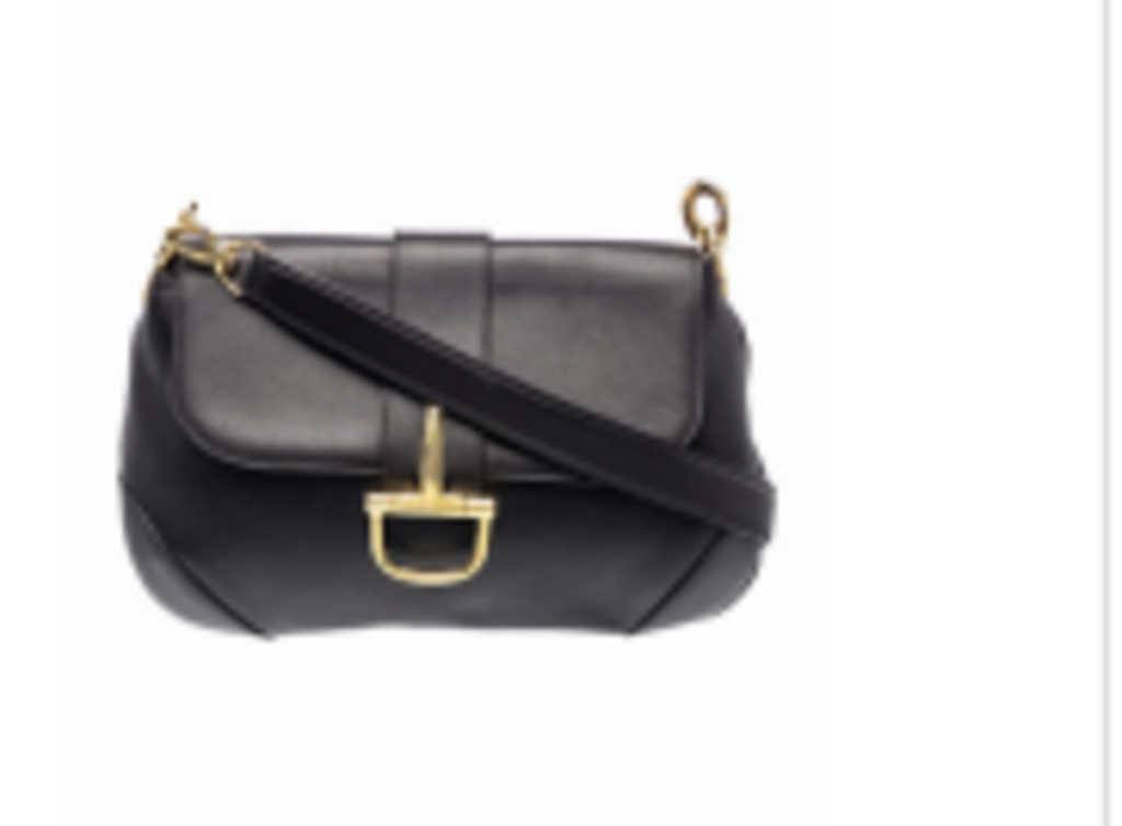 Black Leather Horsebit Shoulder Bag