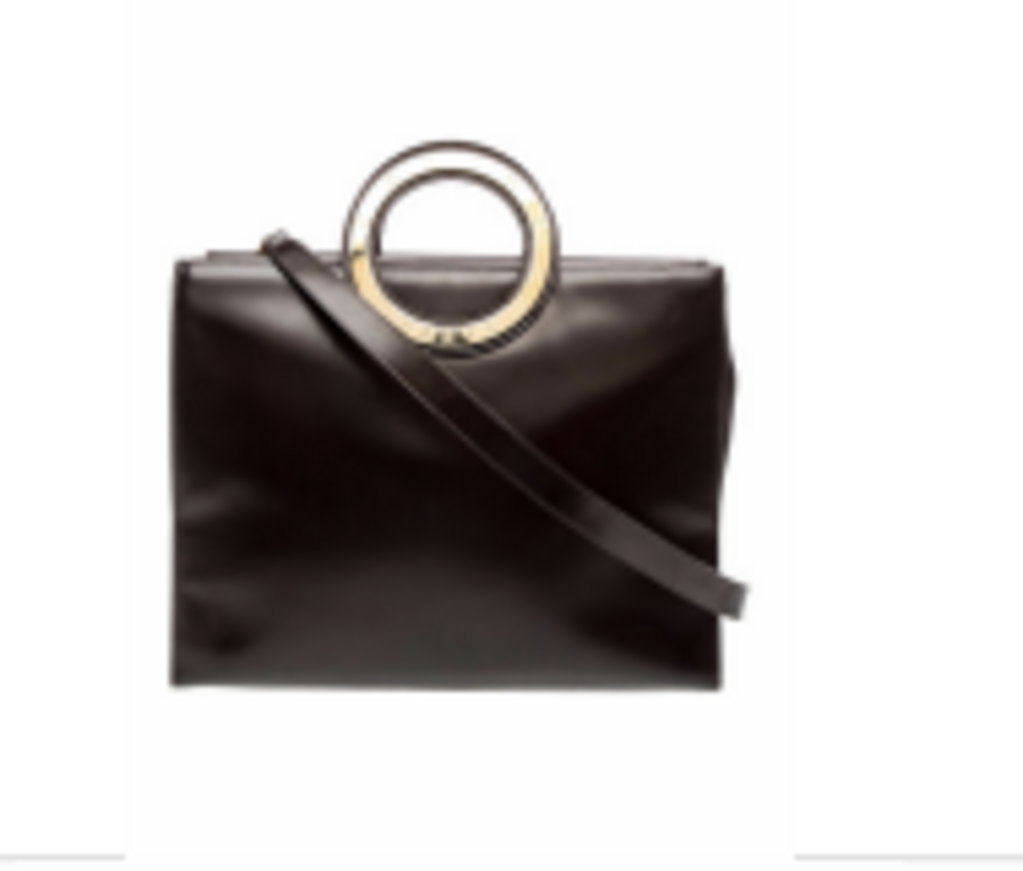 Black Vintage Leather Circle Top Handle Bag