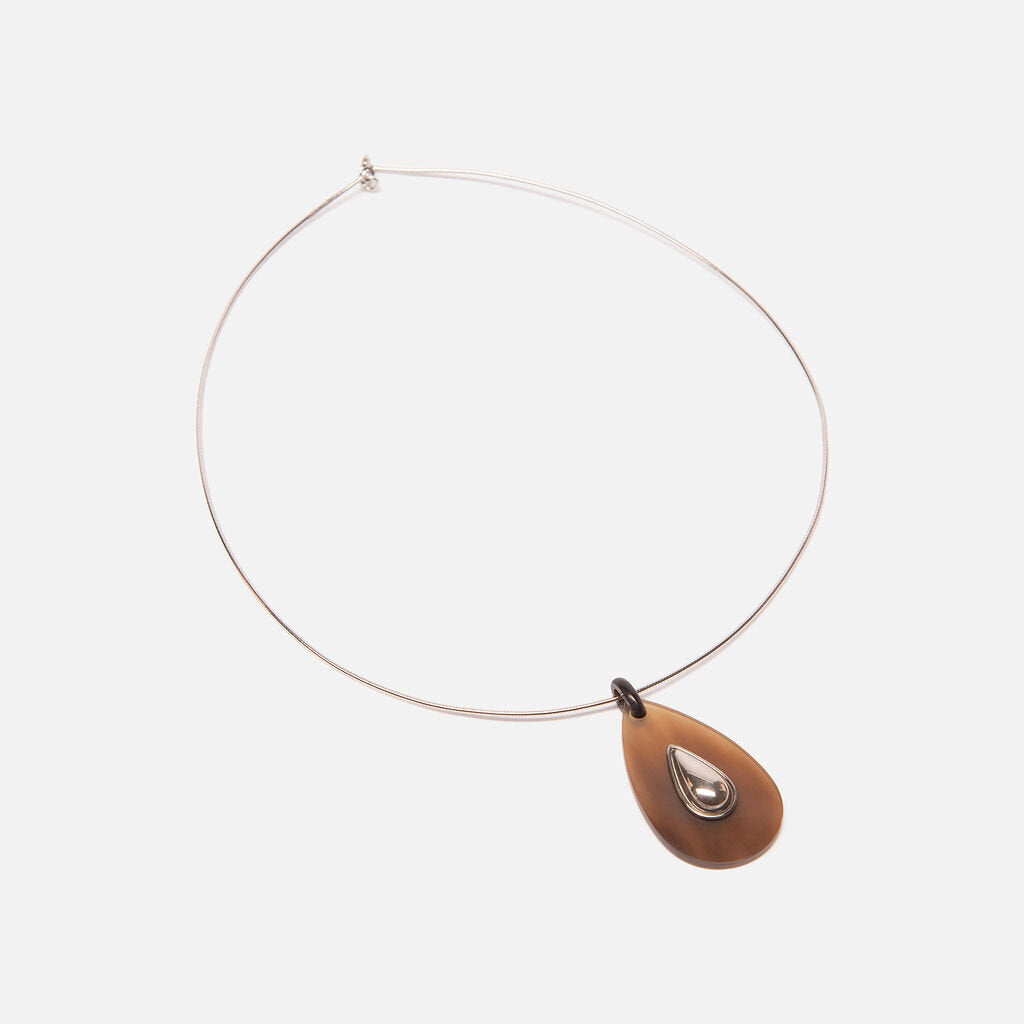 Hermes SS Collier Argente” Buffalo Horn Necklace