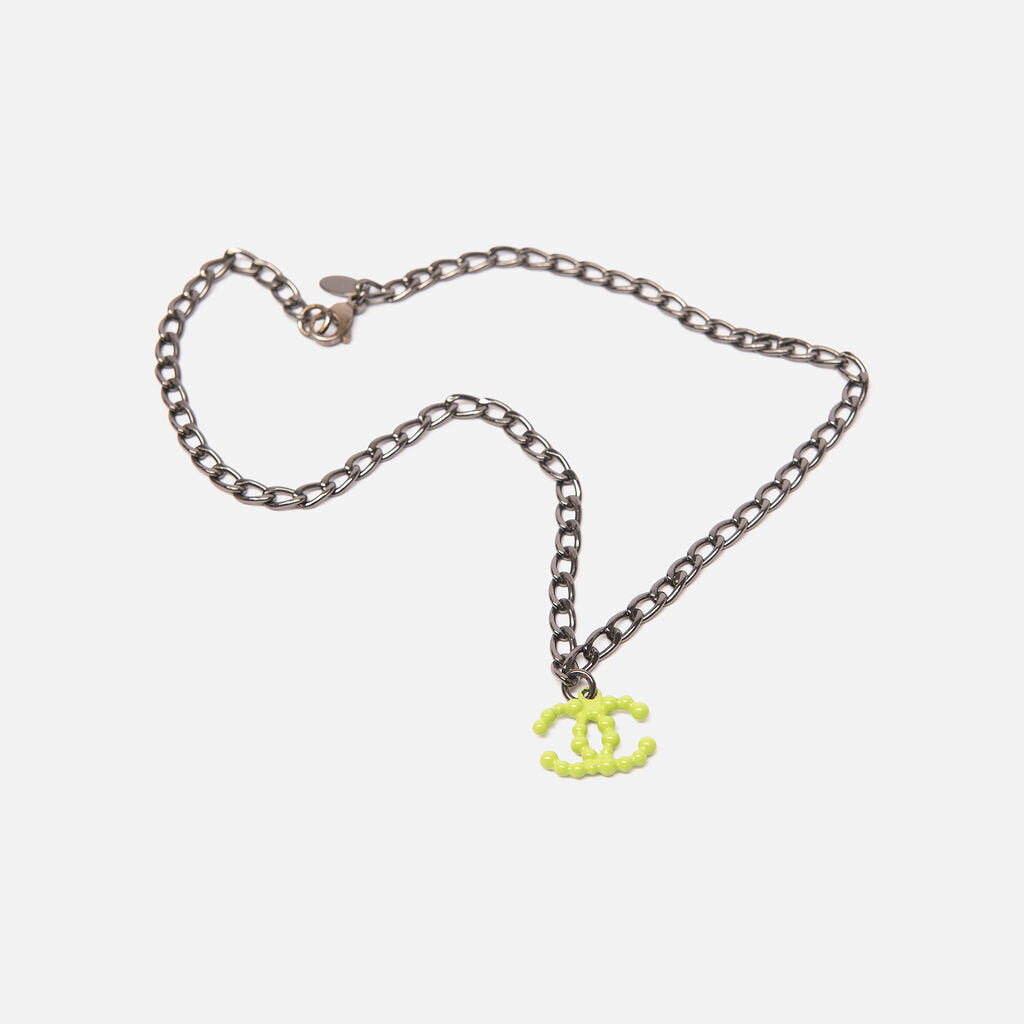 Chanel 04A Neon Green CC Necklace