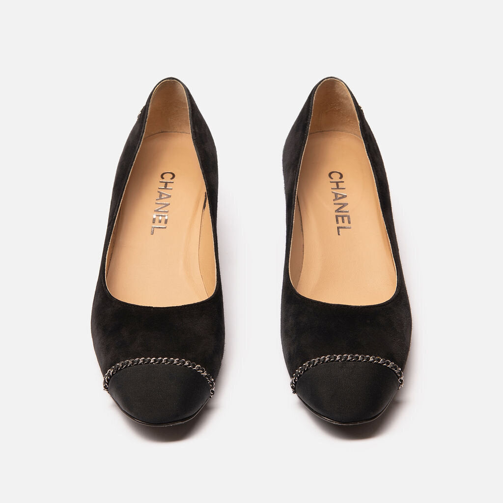 Chanel Black Suede Block Heel
