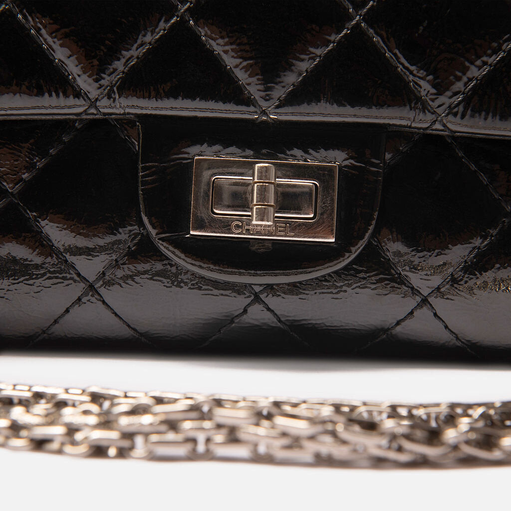 Chanel Black Patent Medium Double Flap