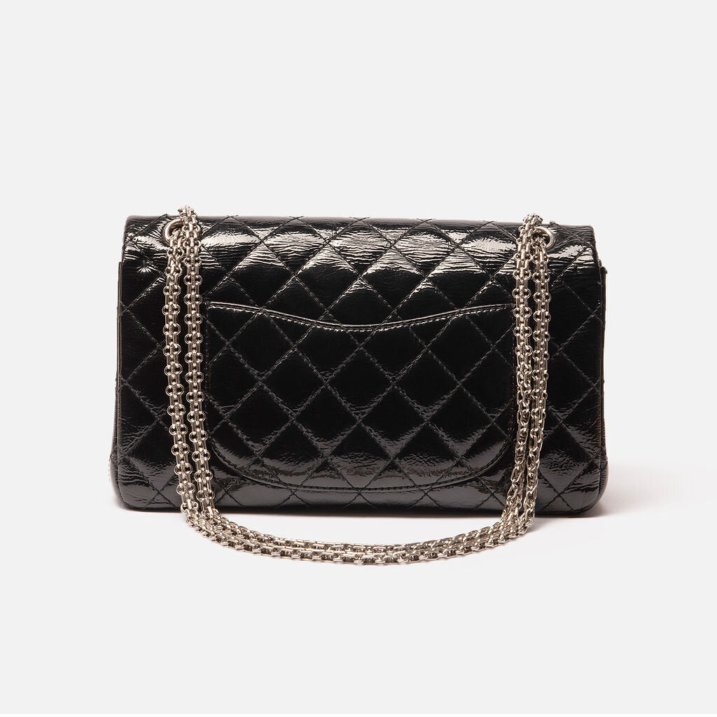 Chanel Black Patent Medium Double Flap