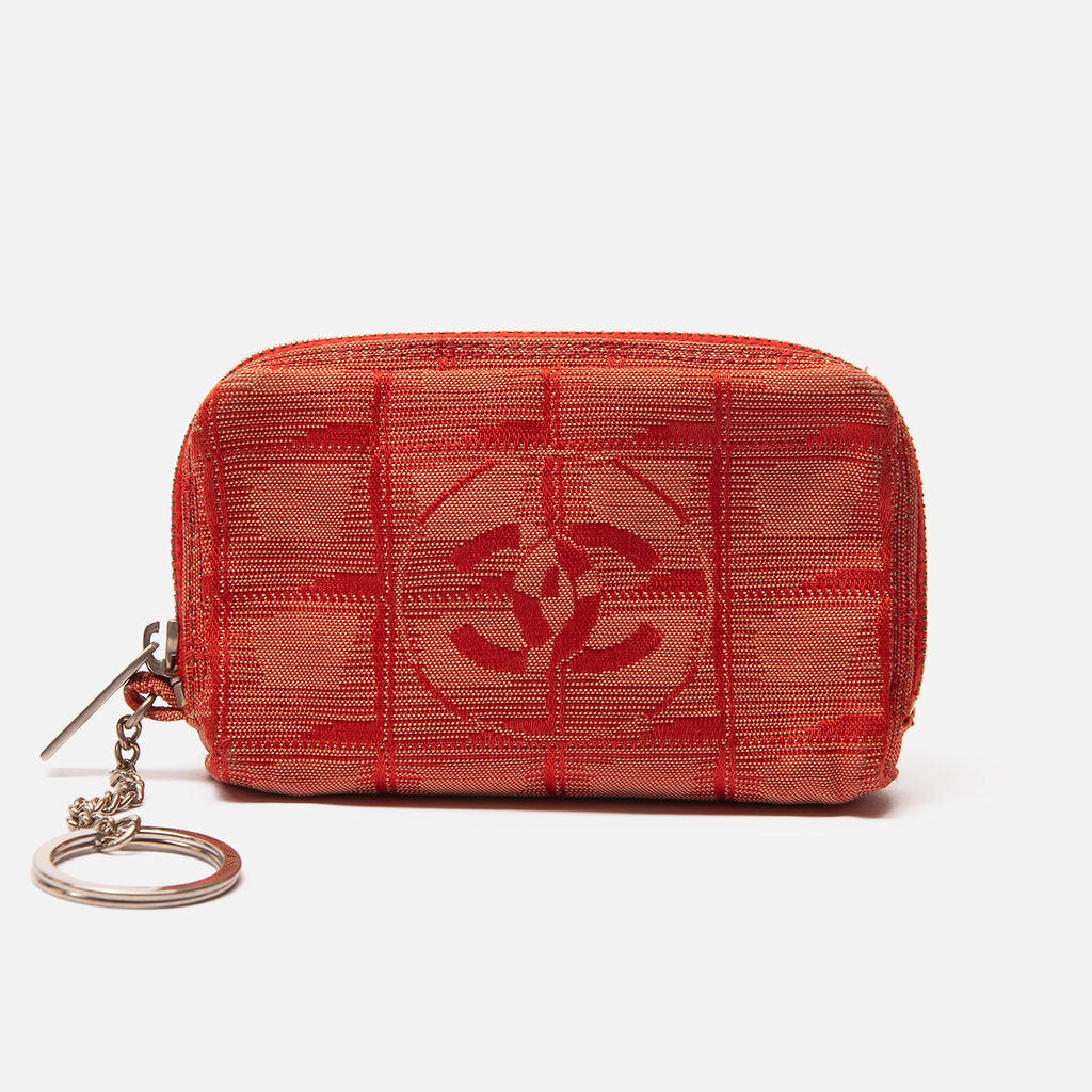 Chanel Orange Nylon Zip Pouch
