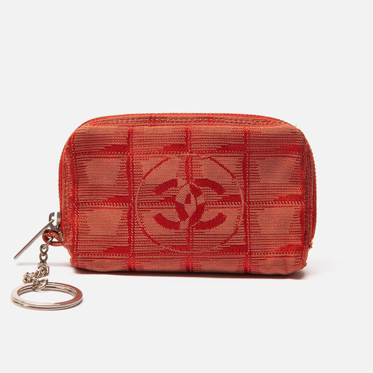 Chanel Orange Nylon Zip Pouch