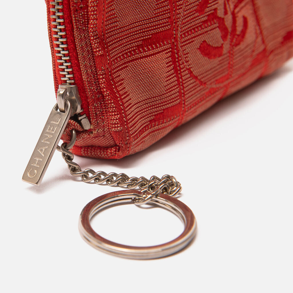 Chanel Orange Nylon Zip Pouch