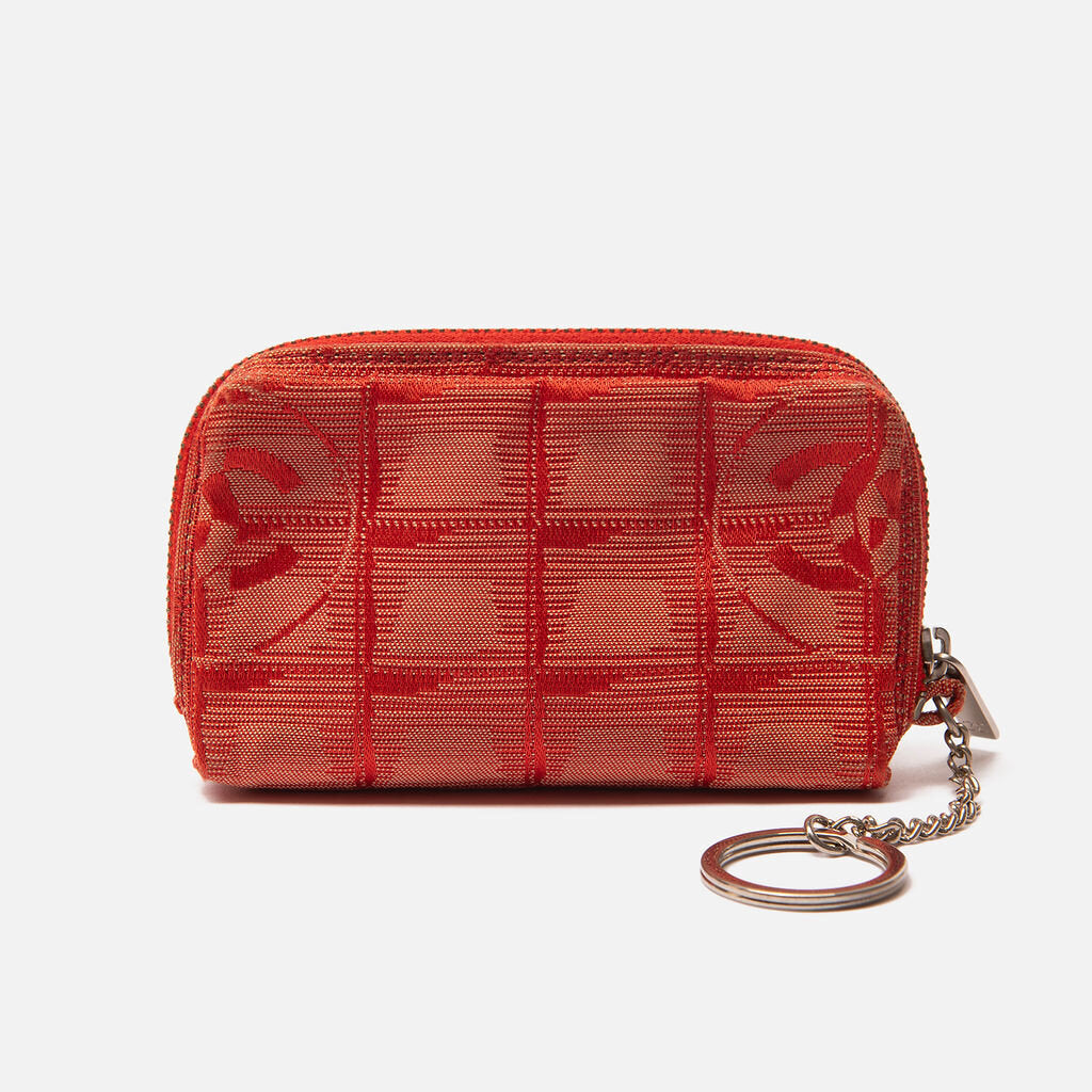 Chanel Orange Nylon Zip Pouch