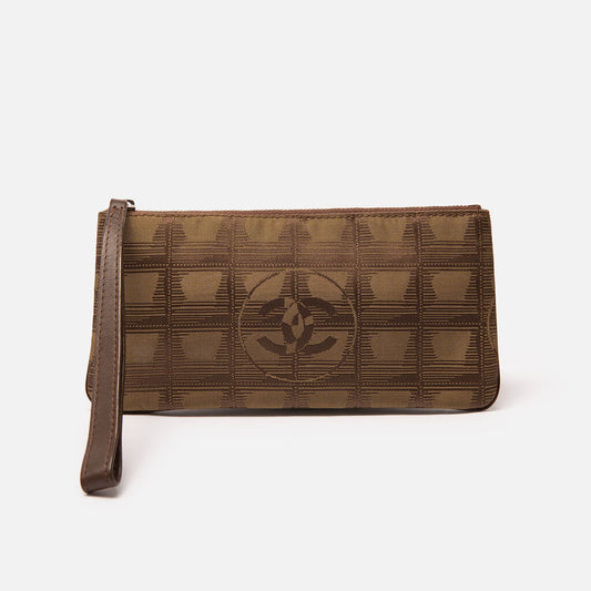 Chanel Brown Nylon Zip Wallet