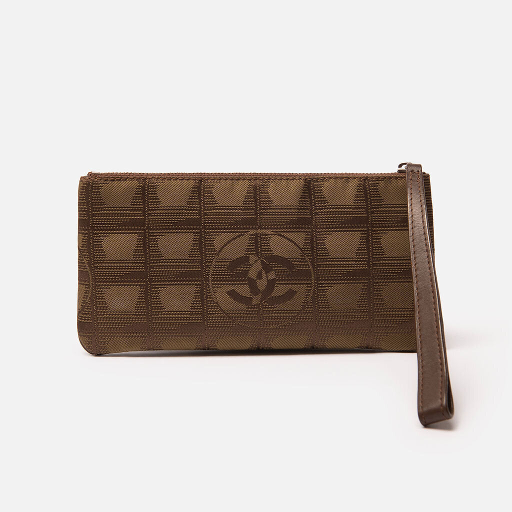 Chanel Brown Nylon Zip Wallet