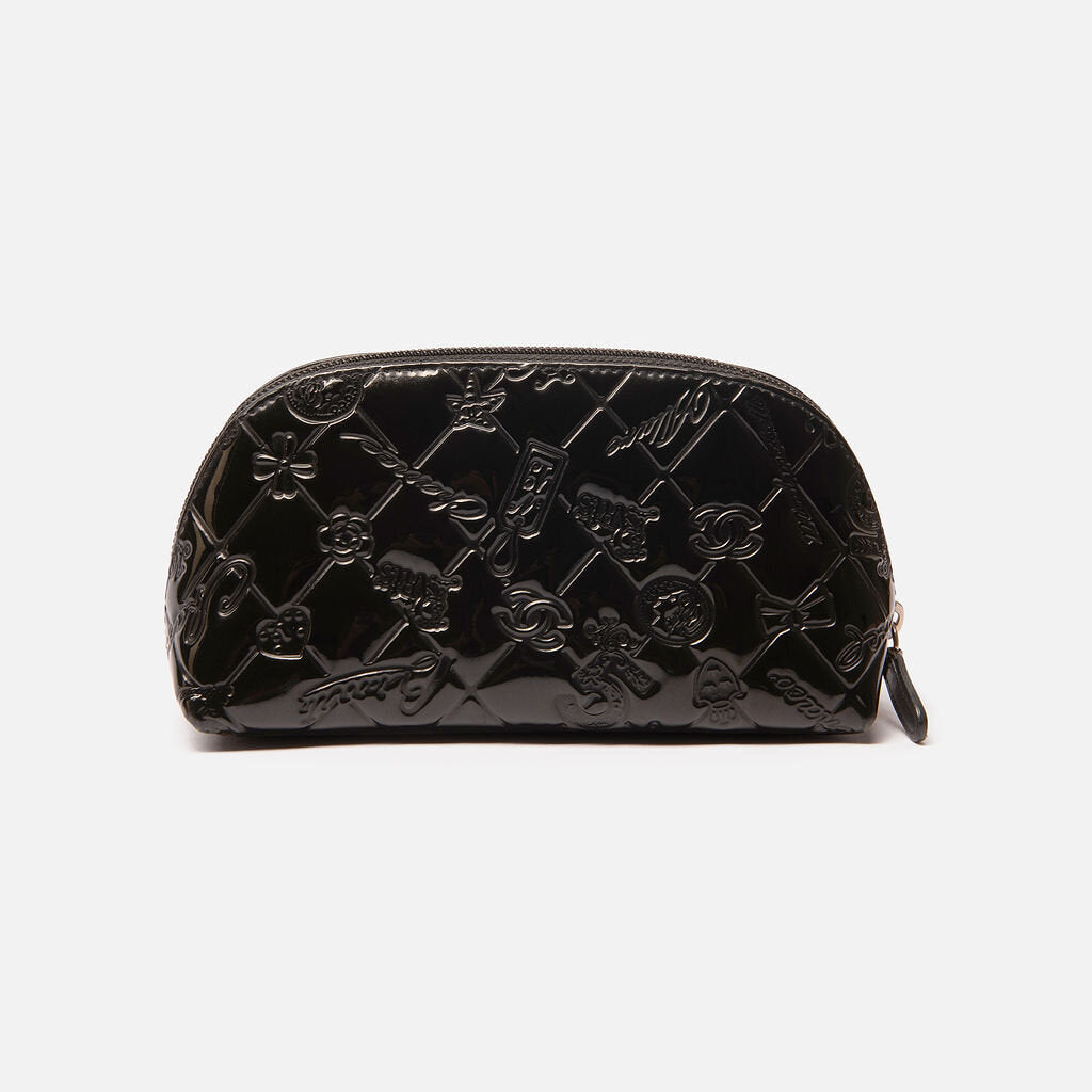 Chanel Black Patent Cosmetic Zip Pouch