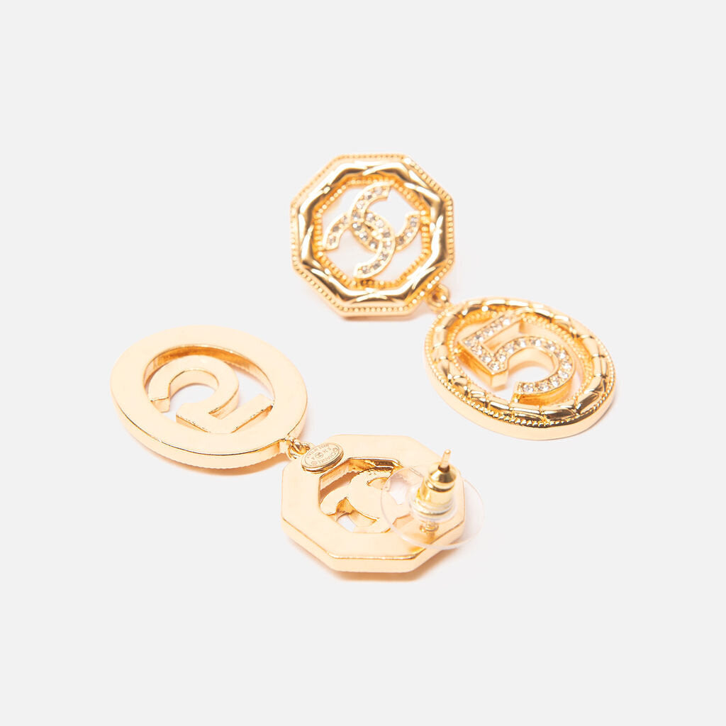 Chanel Gold CC 5 Dangle Earrings