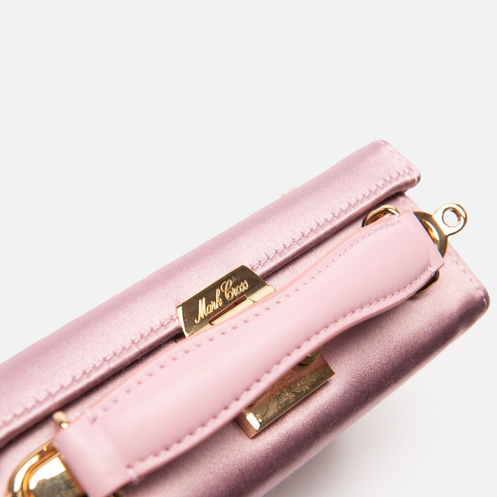 Mark Cross Purple Satin Embellished Top-Handle Bag