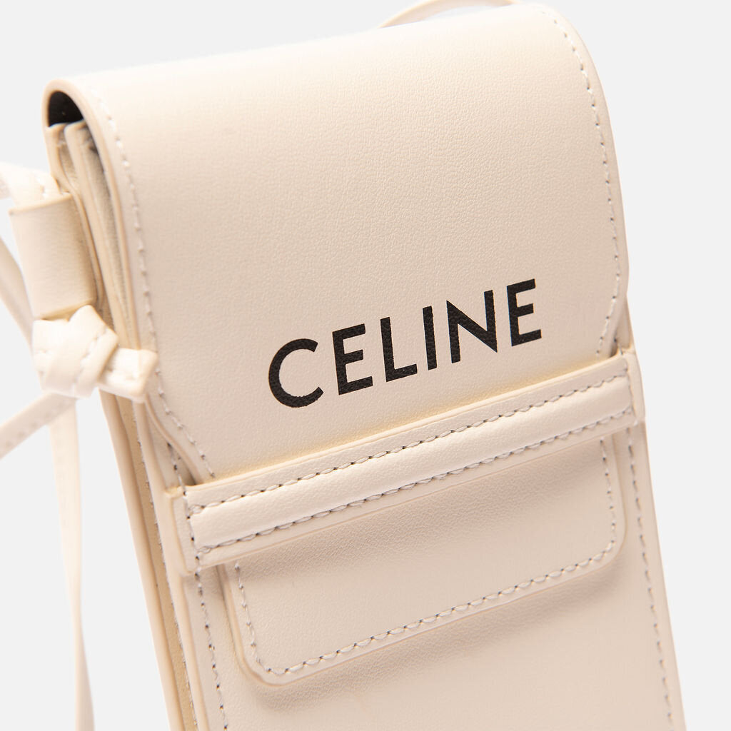 Celine Off White Leather Phone Holder