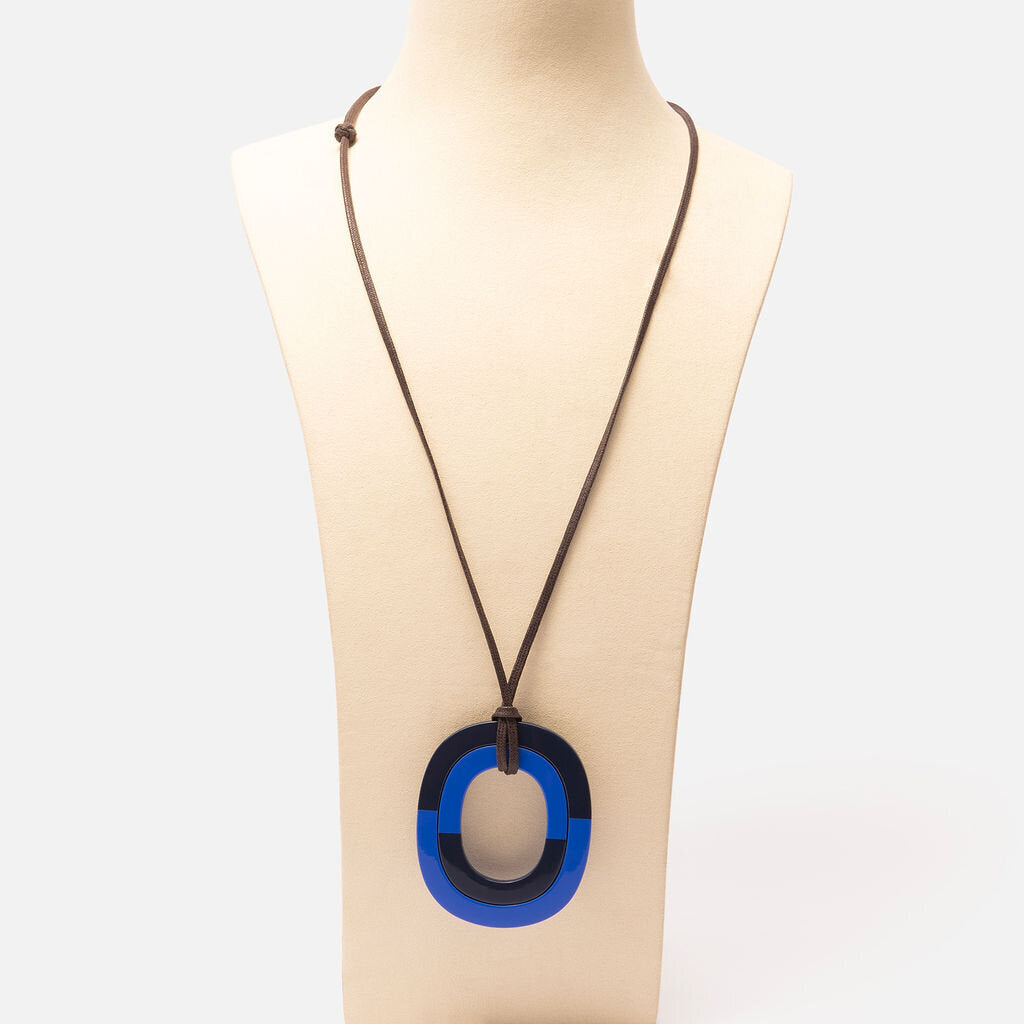 Hermes Blue Lacquered Isthme Pendant Necklace