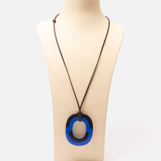 Hermes Blue Lacquered Isthme Pendant Necklace