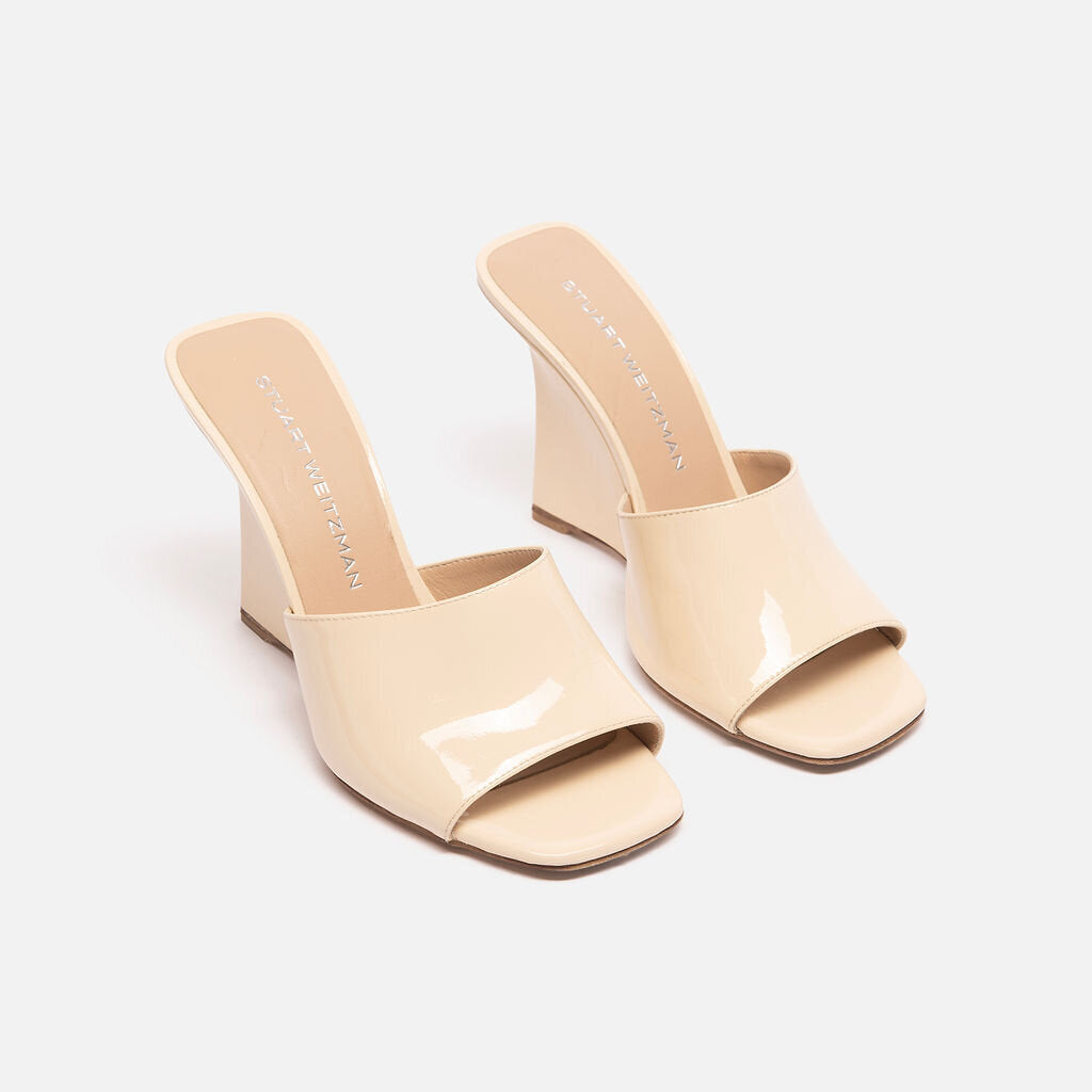 Stuart Weitzman Cream Patent Leather Wedge Heel