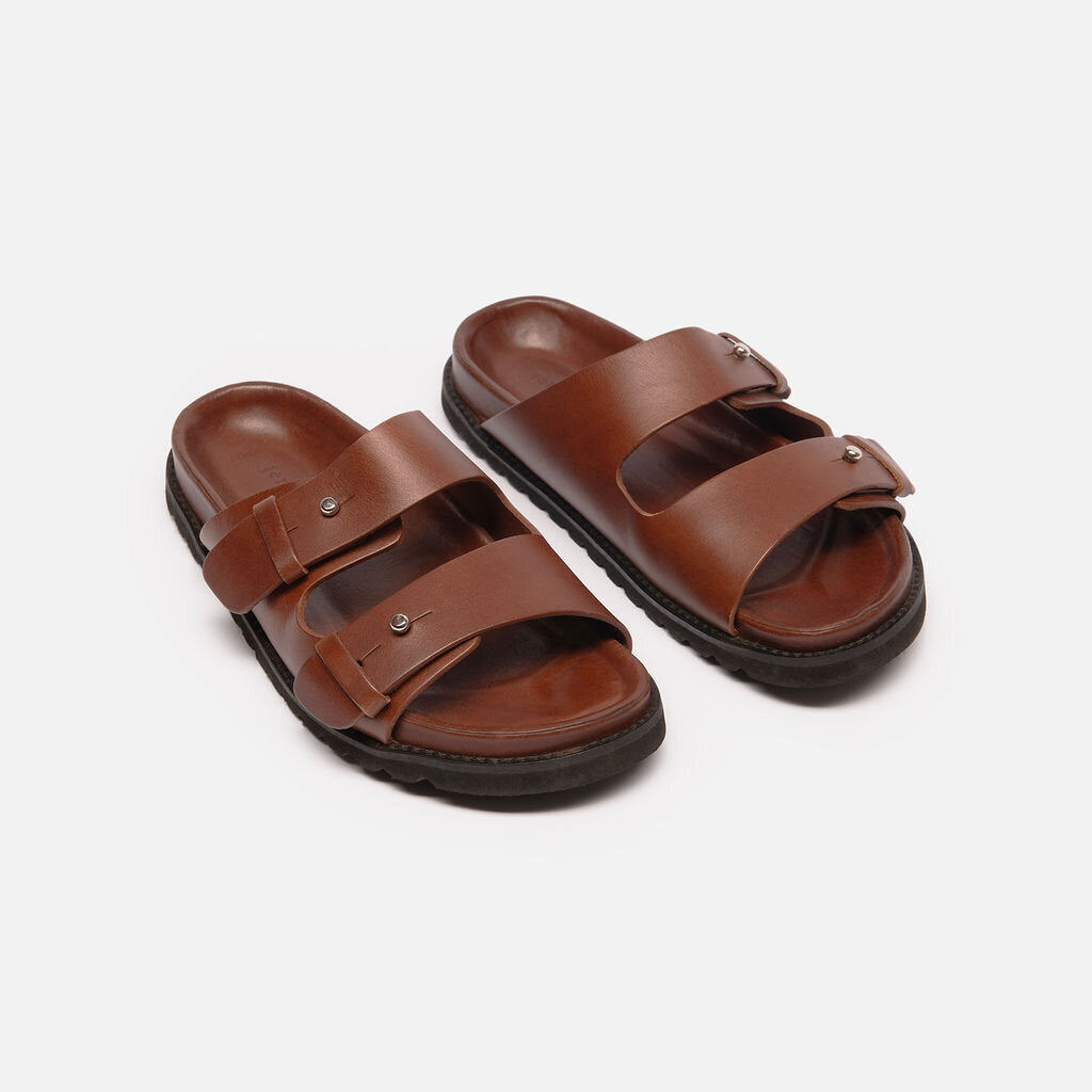 Jenni Kayne Brown Leather Two Strap Sandal
