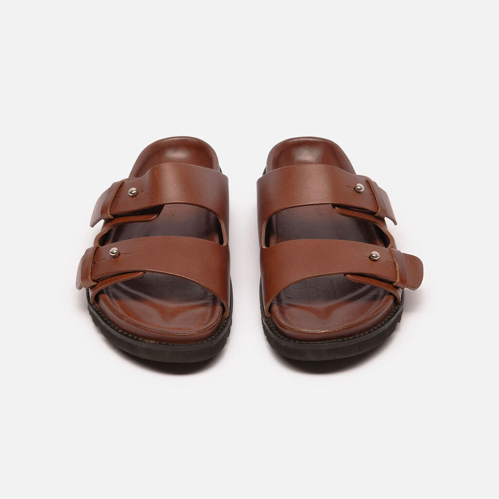 Jenni Kayne Brown Leather Two Strap Sandal