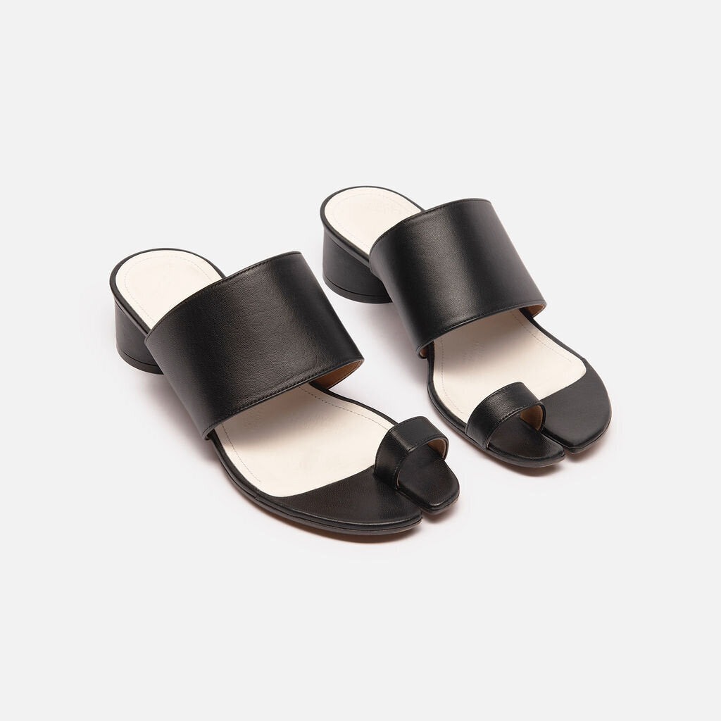 Maison Margiela Black Leather Tabi Mules