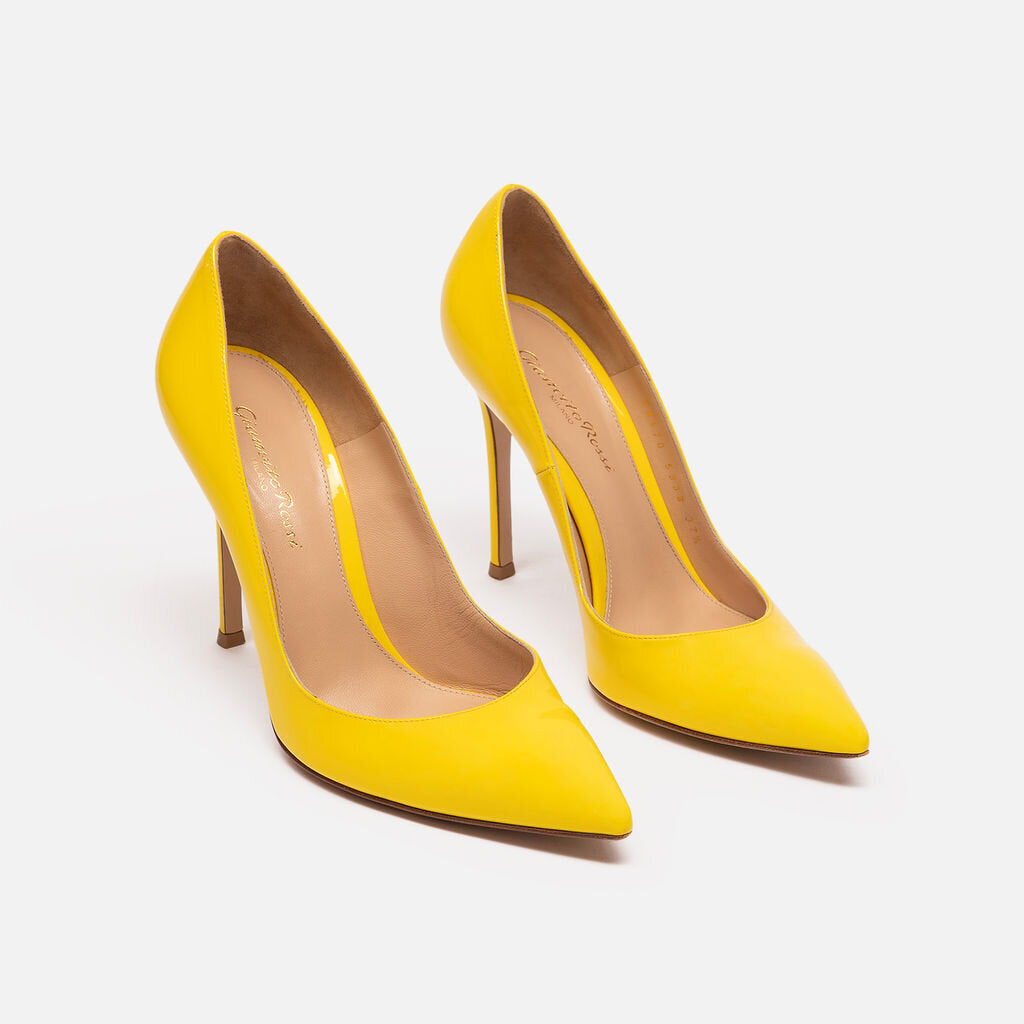 Gianvito Rossi Yellow Patent Leather Heel