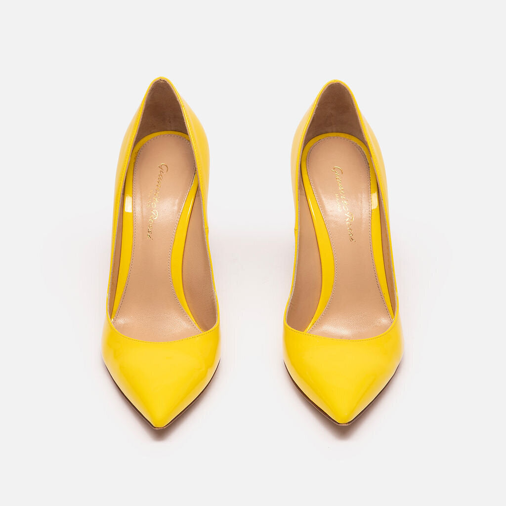 Gianvito Rossi Yellow Patent Leather Heel