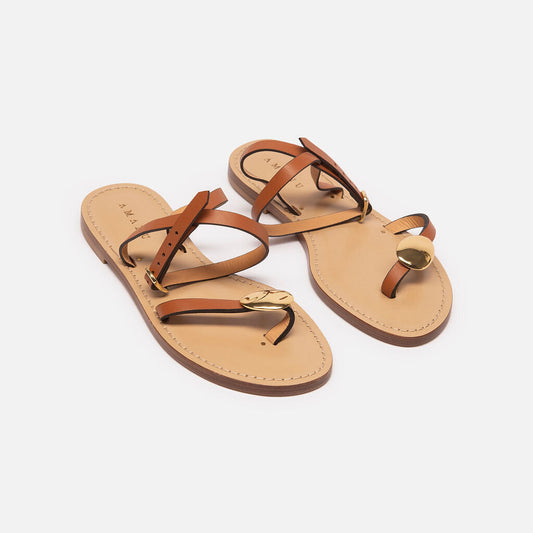 Amanu Brown Sandal Gold Embellishment