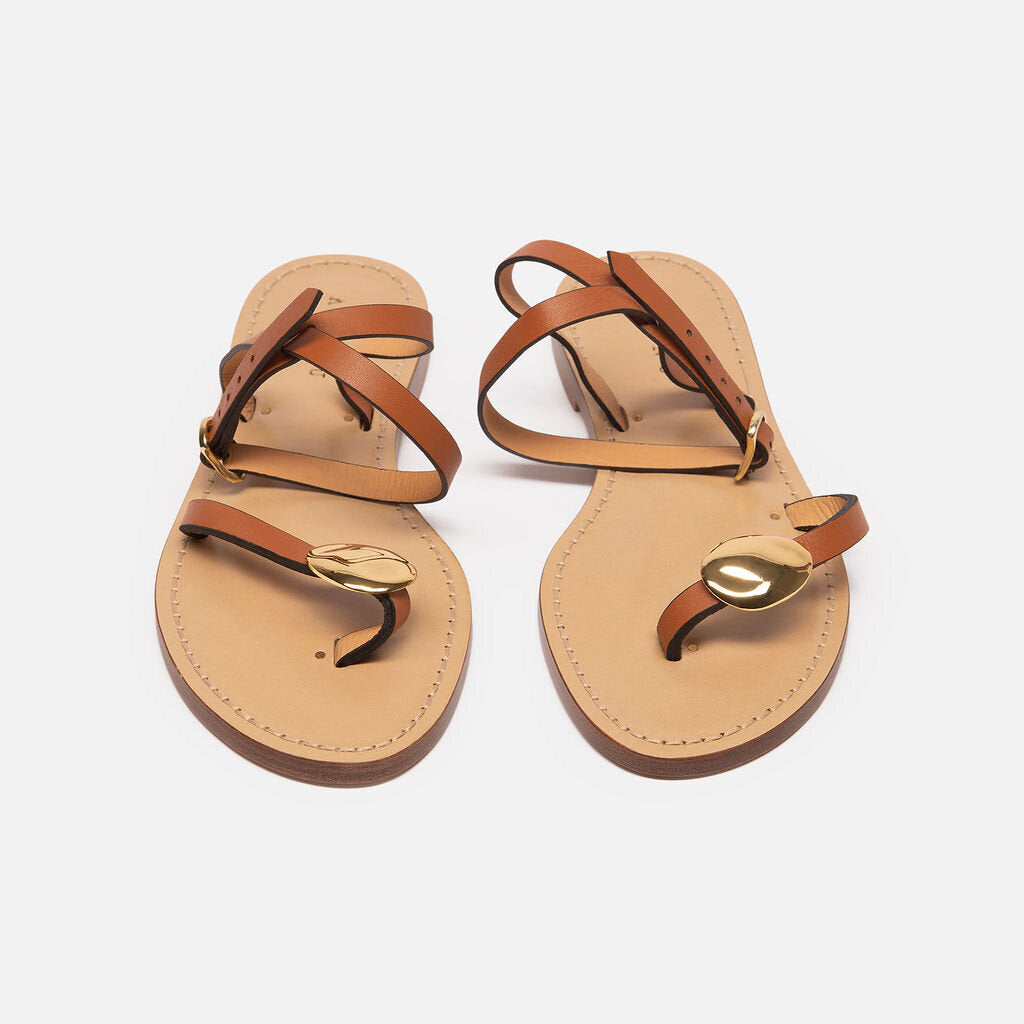 Amanu Brown Sandal Gold Embellishment