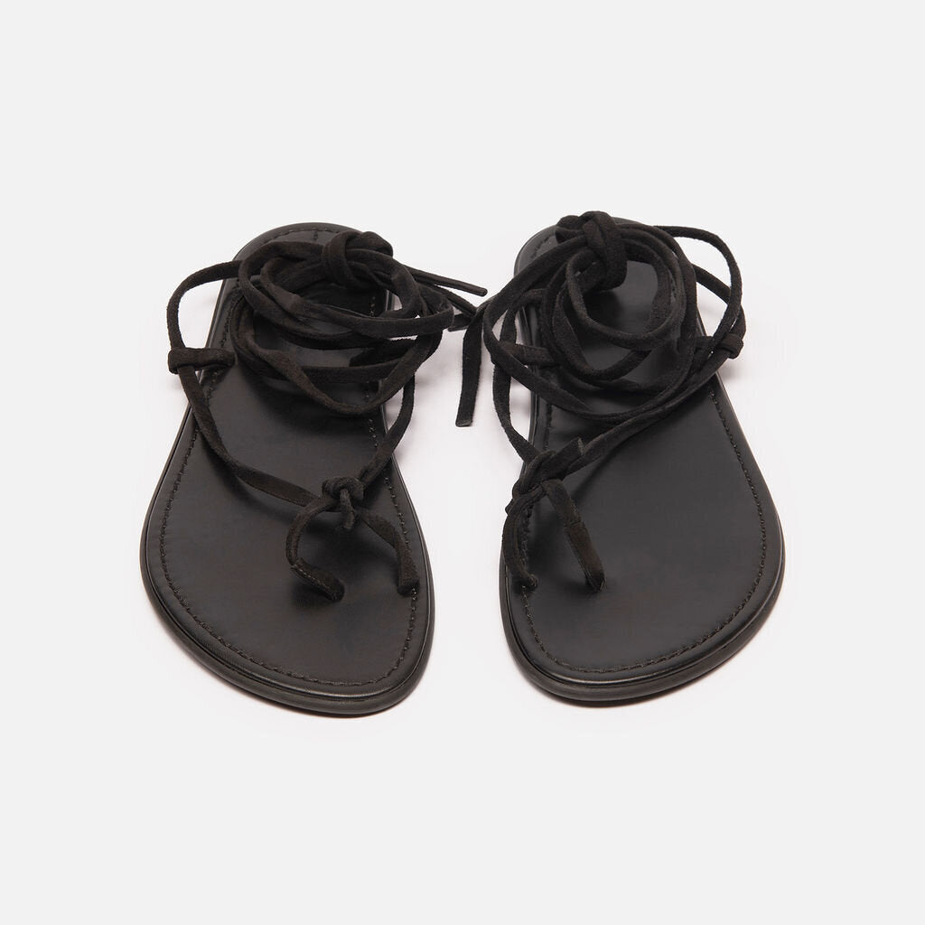 Black Leather Flat Sandal