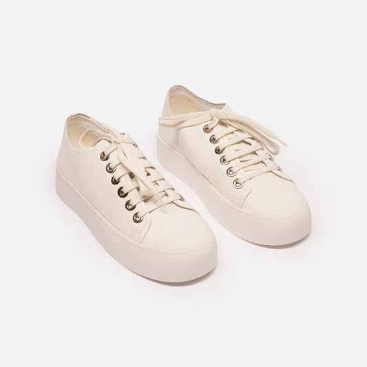 Chanel White Lambskin Leather Sneakers
