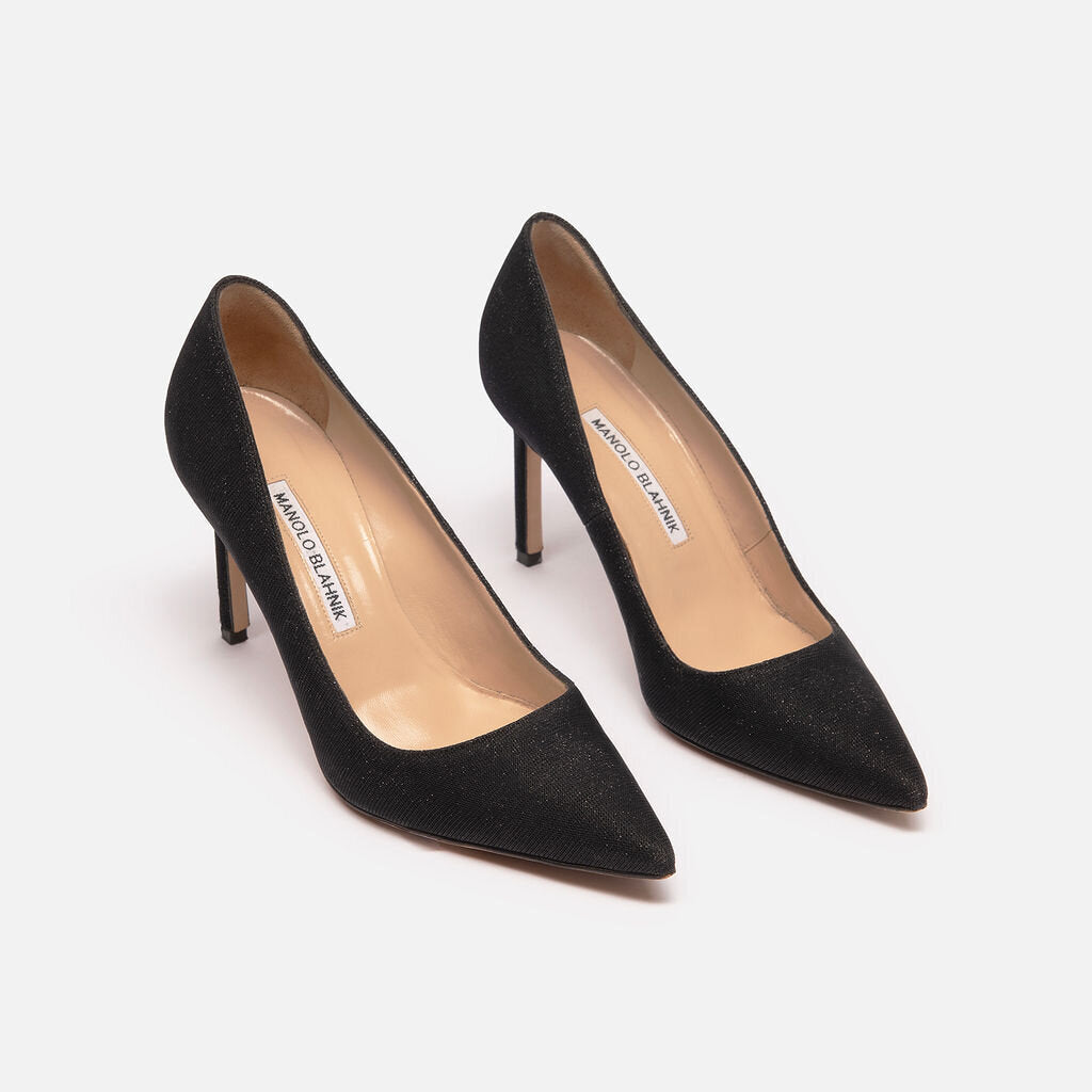 Manolo Blahnik Black Shimmery Glitter