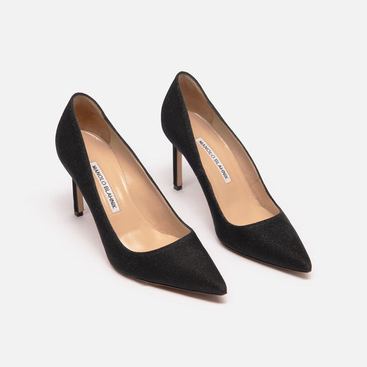 Manolo Blahnik Black Shimmery Glitter