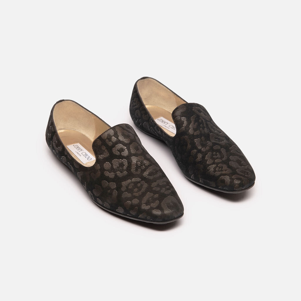 Jimmy Choo Black Animal Print Loafer