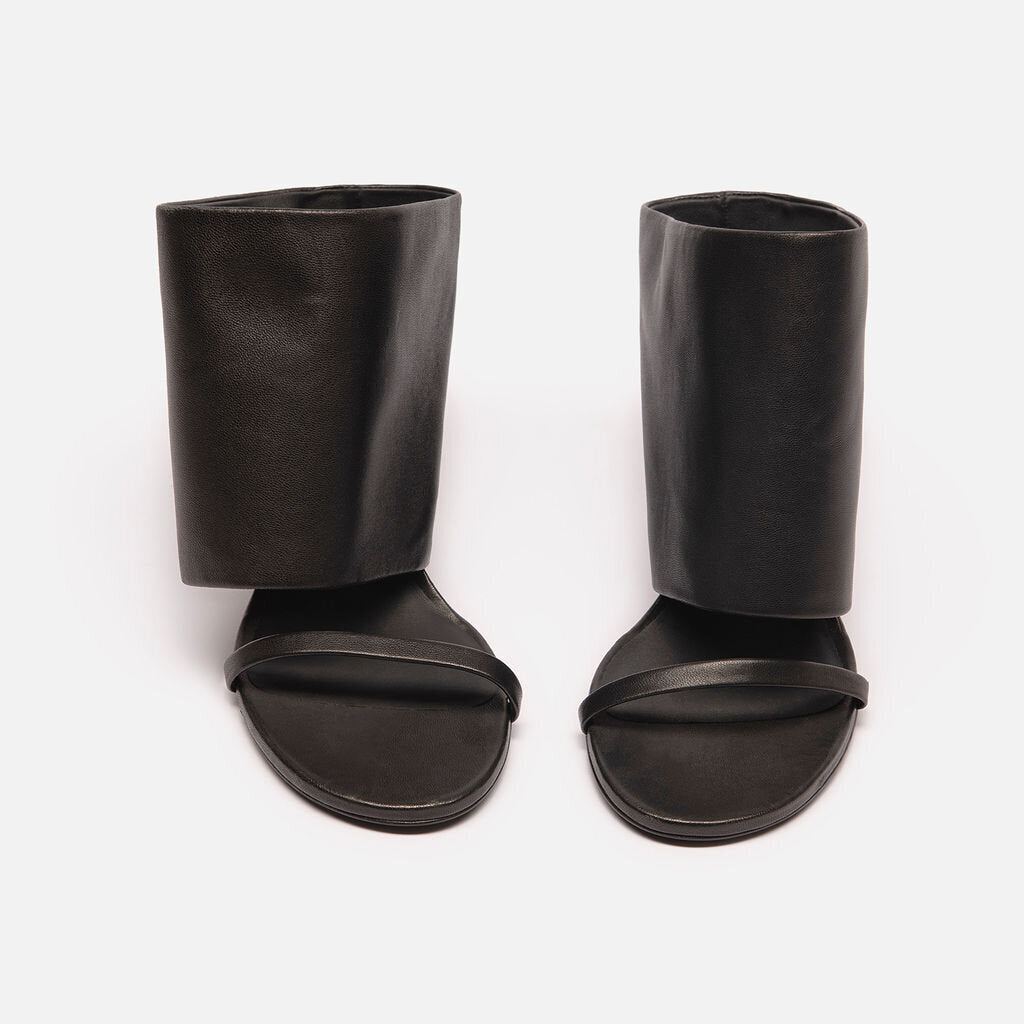 Courreges Black Leather Heeled Sandal