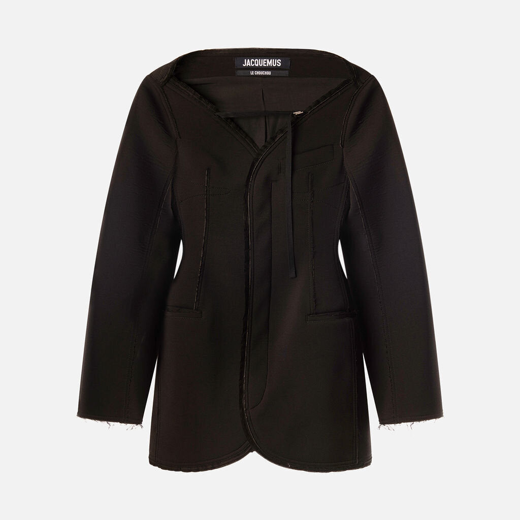 Jacquemus Black Poly and Wool Mini Dress