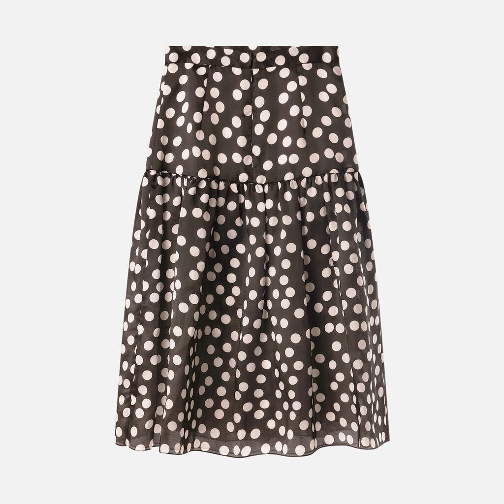 Carolina Herrera Black/While Polka Dot Silk Maxi Skirt