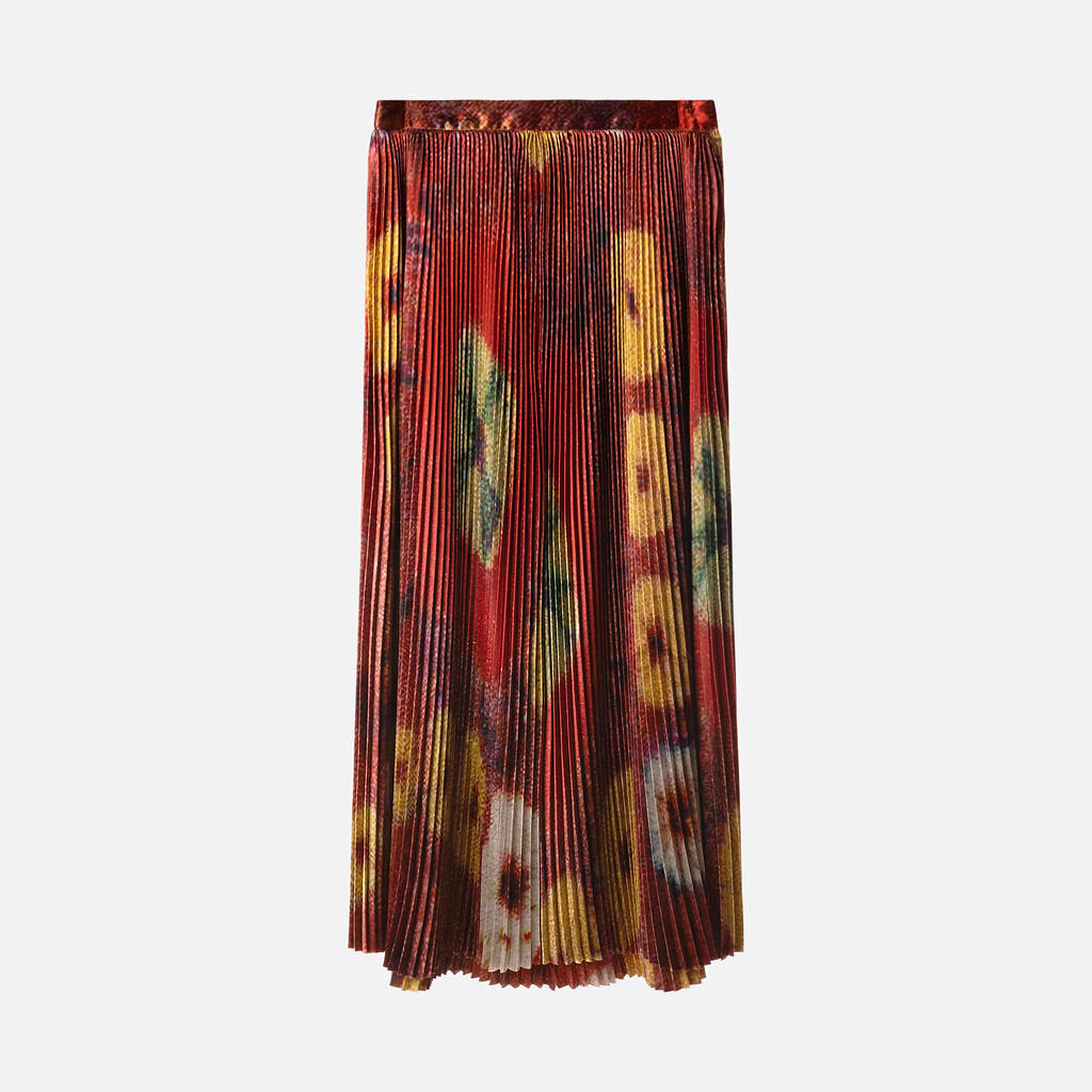 Ulla Johnson Orange Pleated Maxi Skirt