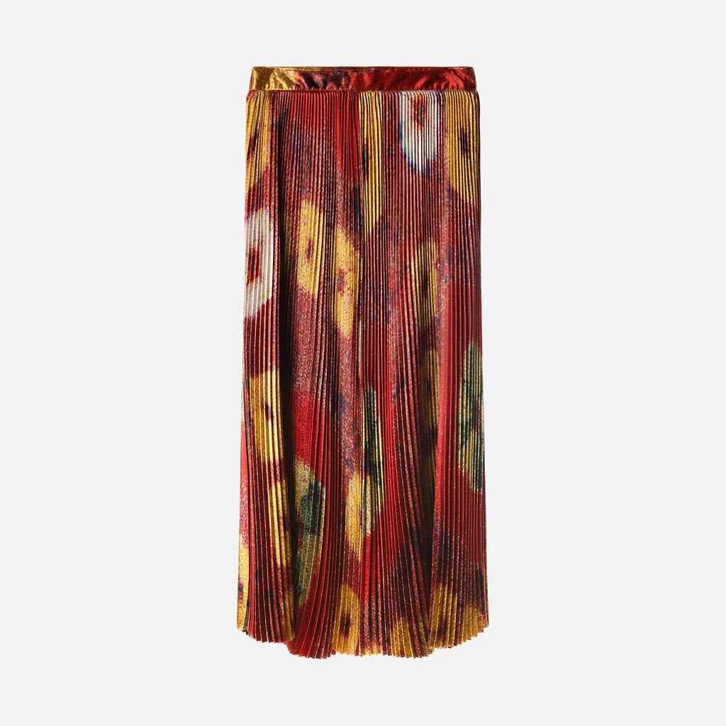 Ulla Johnson Orange Pleated Maxi Skirt