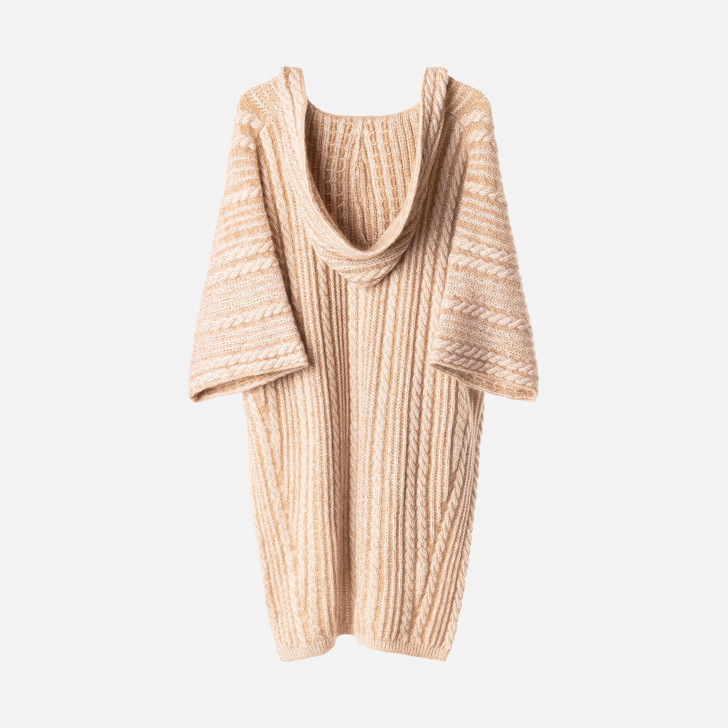 Chloe Beige & Cream Wool Blend Poncho