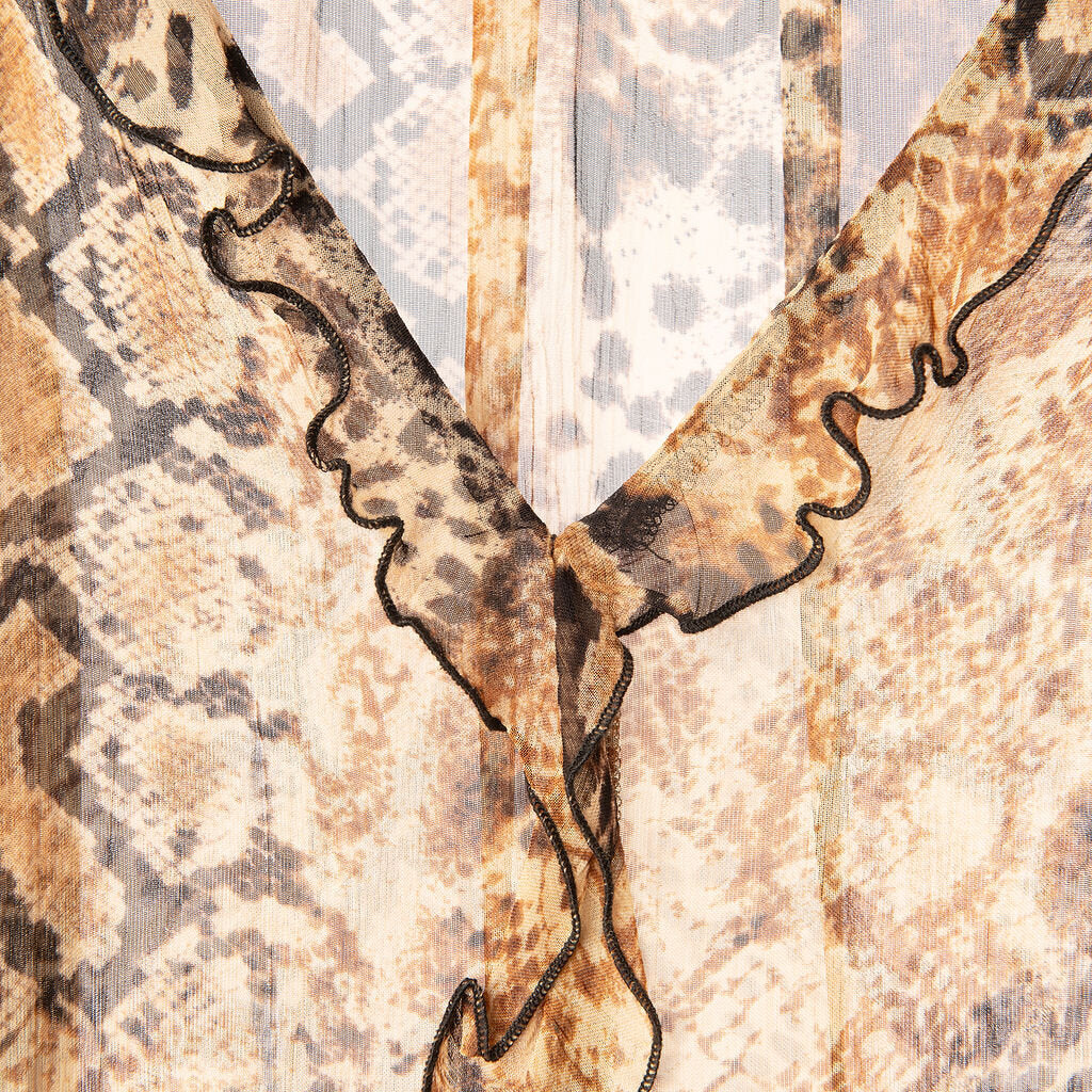 ba&sh Brown & Black Snake Print Viscose Top