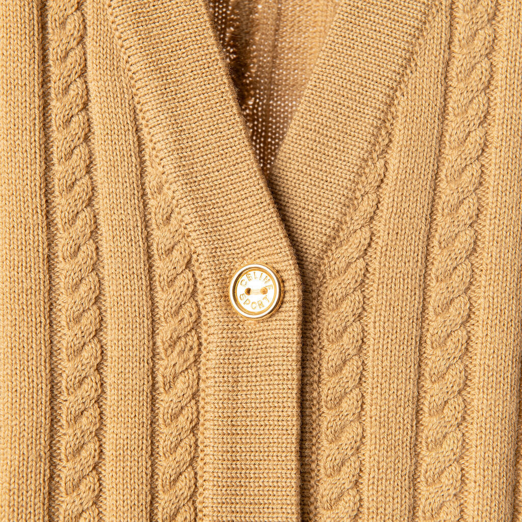 Celine Beige Wool Triomphe Chain Sweater Vest