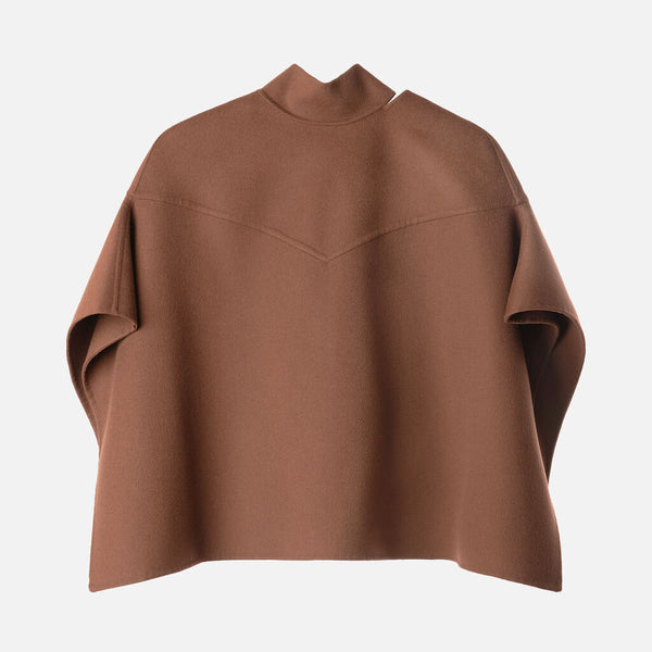Valentino Brown Wool & Cashmere Tie-Neck Poncho